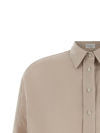 Brunello Cucinelli Beige Linen Blouse