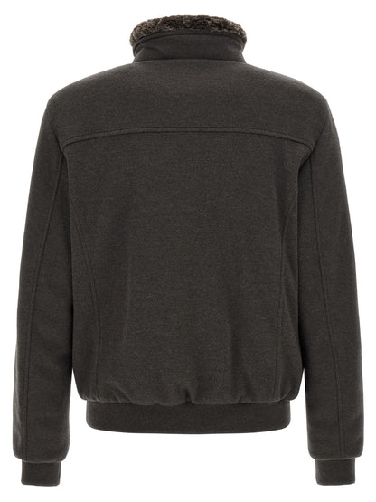 MooRER Brown Wool Bomber