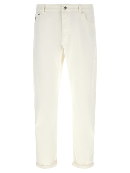 Brunello Cucinelli White Cotton Cropped Jeans