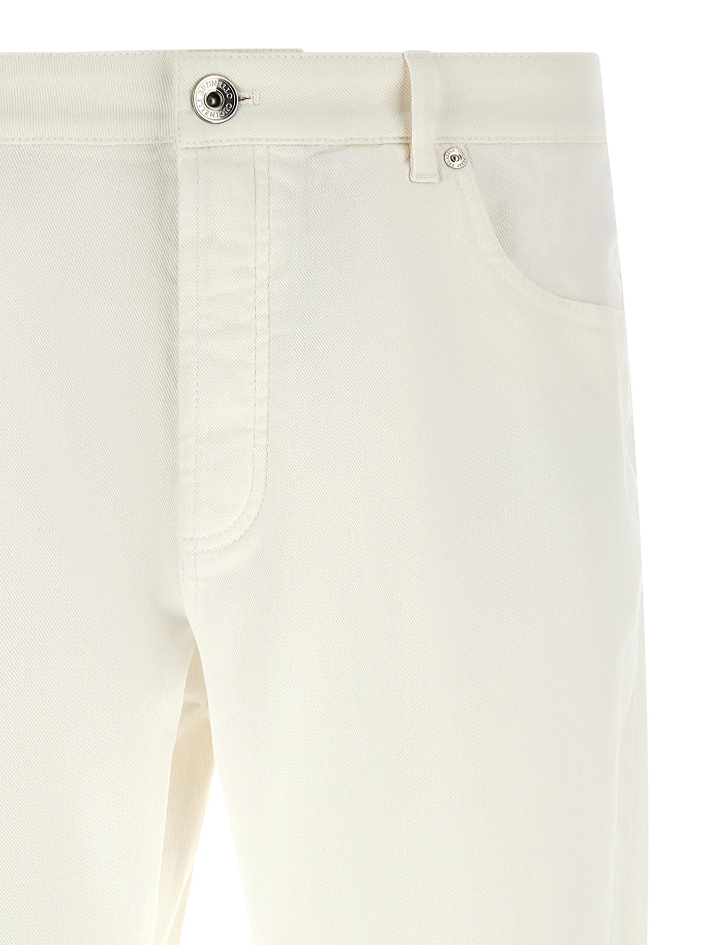 Brunello Cucinelli White Cotton Cropped Jeans