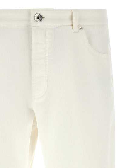 Brunello Cucinelli White Cotton Cropped Jeans