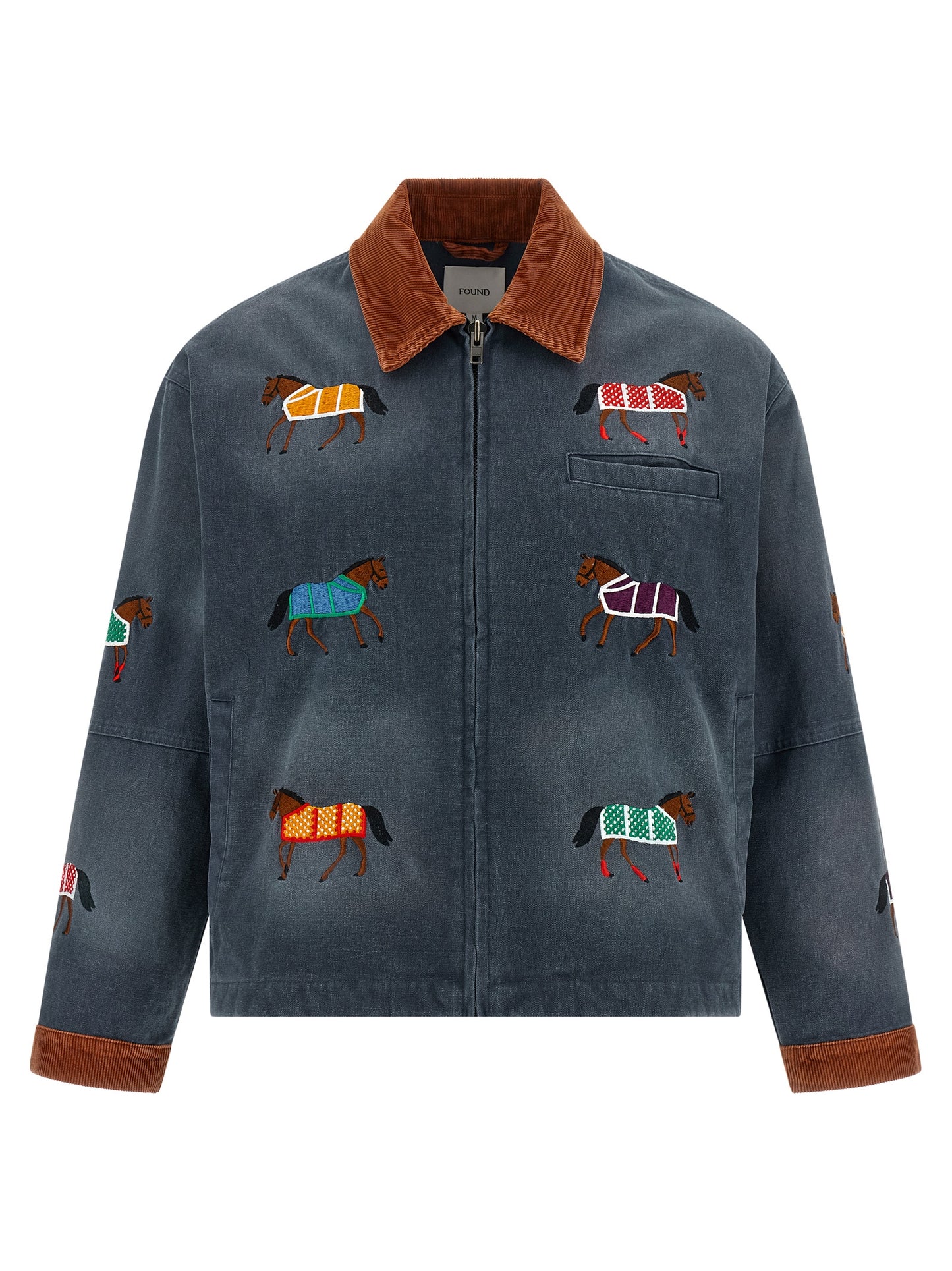 FOUND Blue Cotton Biker Jacket