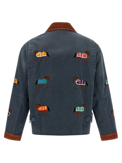 FOUND Blue Cotton Biker Jacket