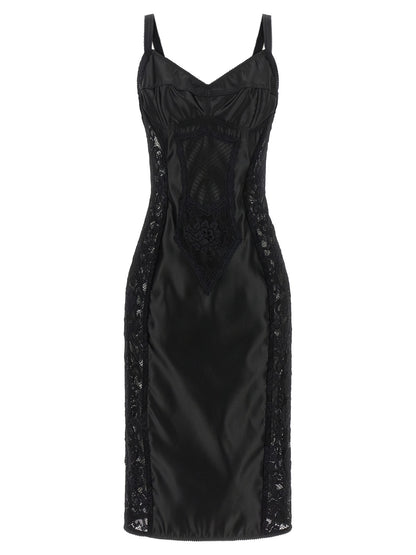 Dolce & Gabbana Black Polyamide Midi Dress
