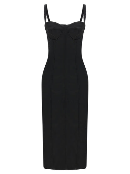 Dolce & Gabbana Black Acetate Midi Dress