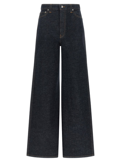 Khaite Blue Cotton Flared Jeans