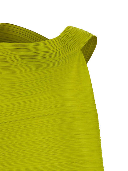 PLEATS PLEASE ISSEY MIYAKE Bicolor Polyester Midi Dress