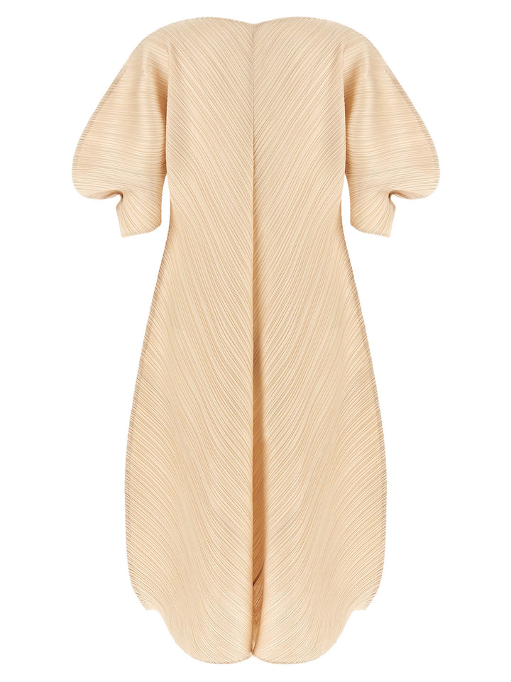 PLEATS PLEASE ISSEY MIYAKE Beige Polyester Midi Dress