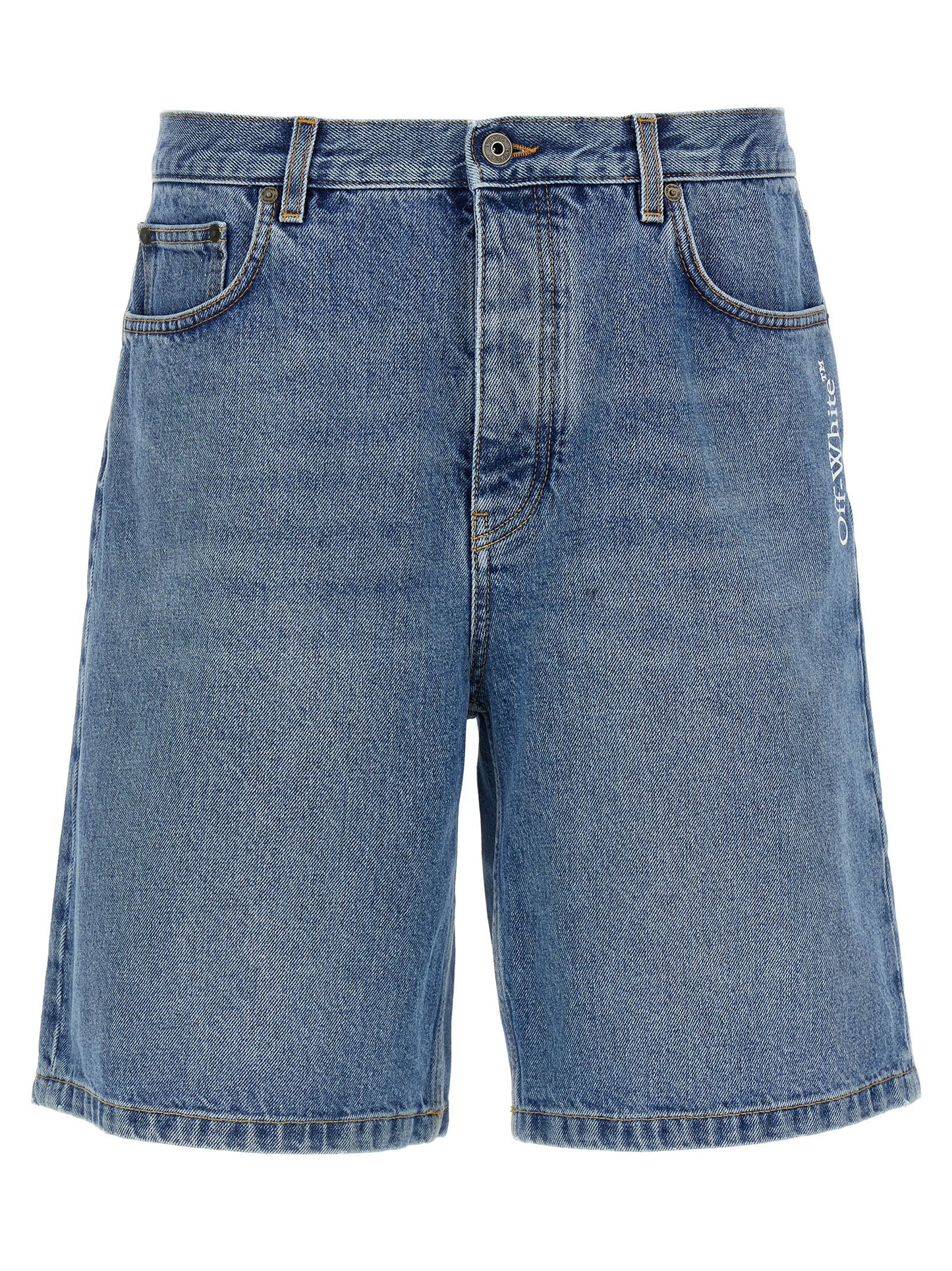 Off-White Blue Cotton Bermuda Shorts