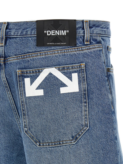 Off-White Blue Cotton Bermuda Shorts
