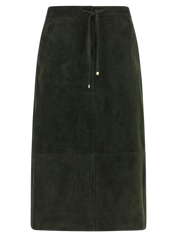 'S Max Mara Bicolor Lamb Leather Midi Skirt
