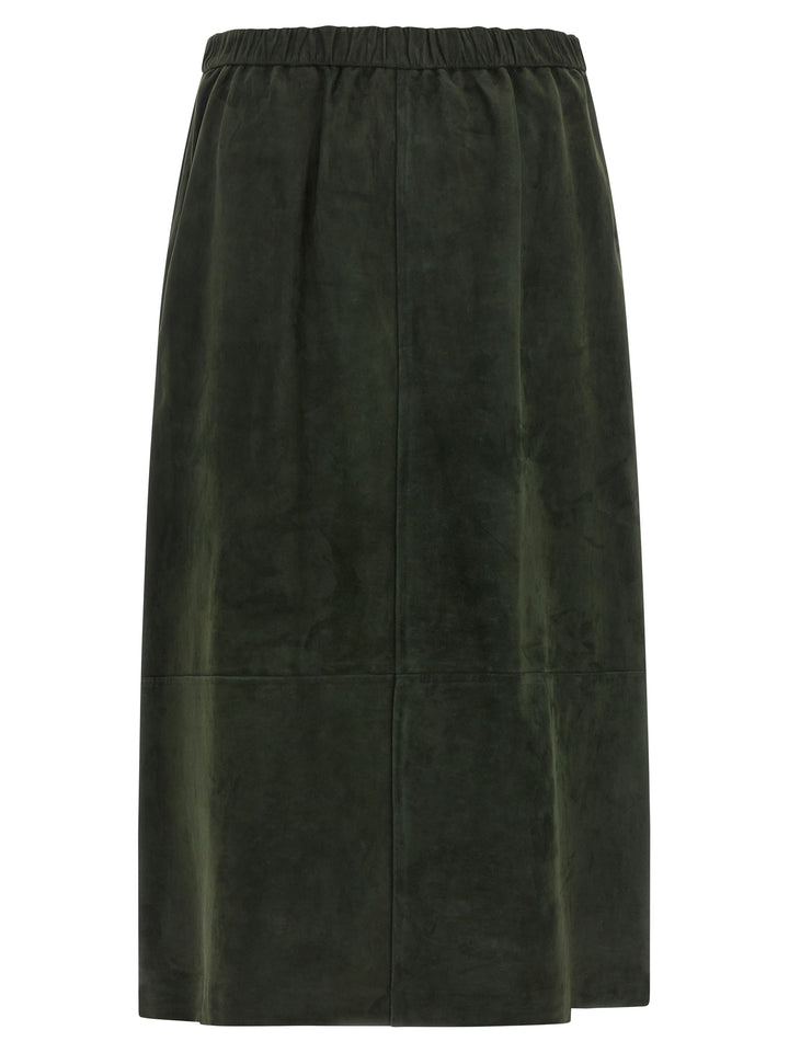 'S Max Mara Bicolor Lamb Leather Midi Skirt