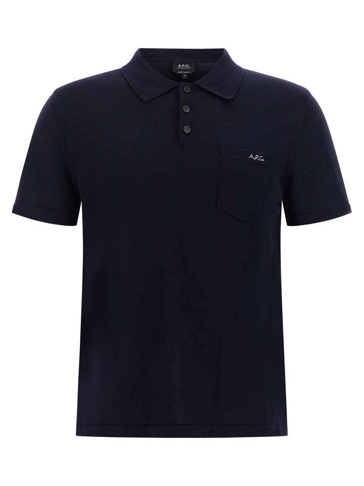 A.P.C. Blue Virgin Wool Polo Shirt
