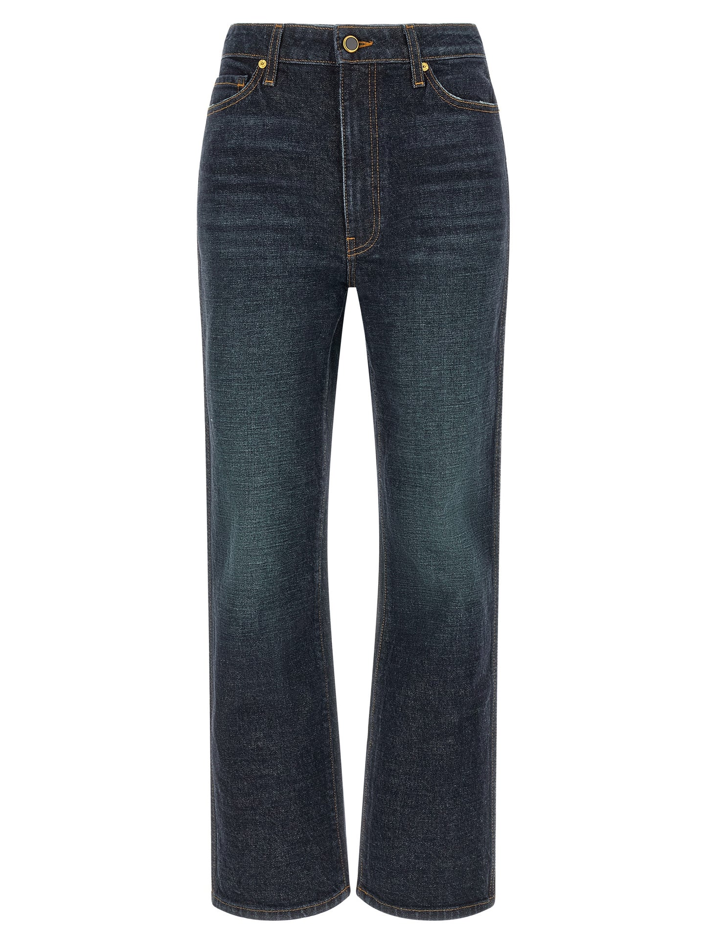 Khaite Blue Cotton Flared Jeans