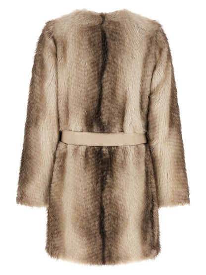 Twinset Brown Polyester Coat