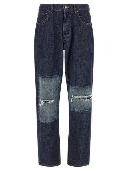 MM6 Maison Margiela Blue Cotton Straight-Leg Jeans