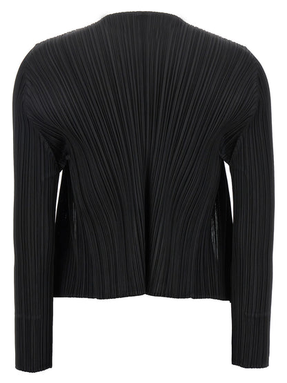 PLEATS PLEASE ISSEY MIYAKE Black Polyester Cardigan
