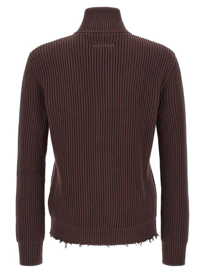 MM6 Maison Margiela Brown Cotton Cardigan