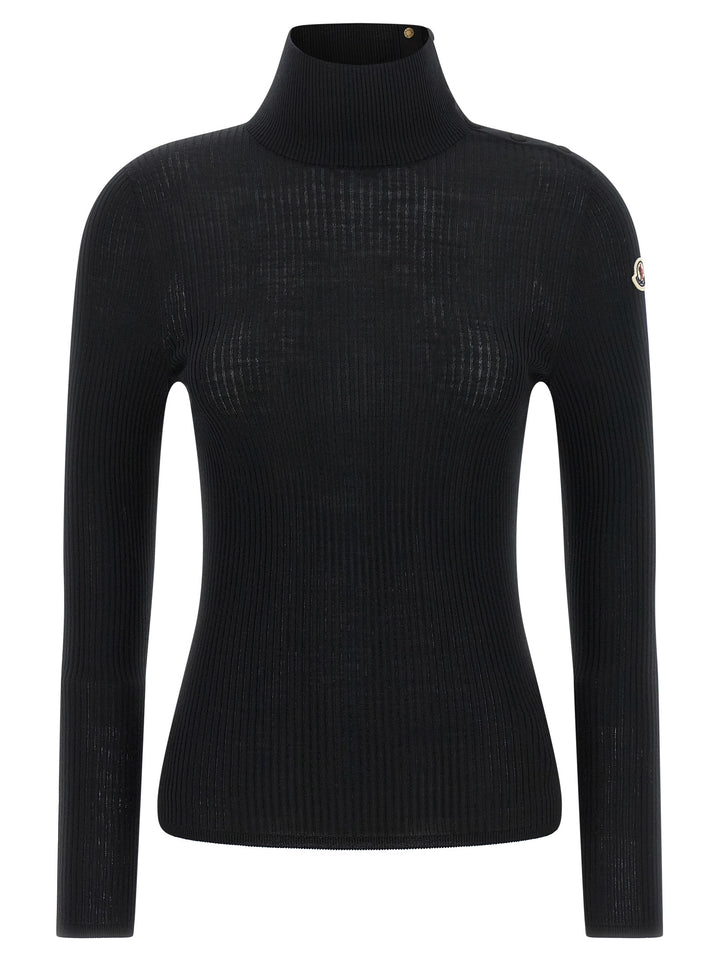 Moncler Black Virgin Wool Cardigan