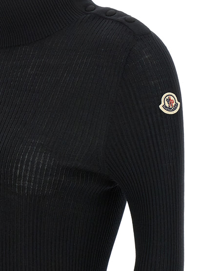 Moncler Black Virgin Wool Cardigan
