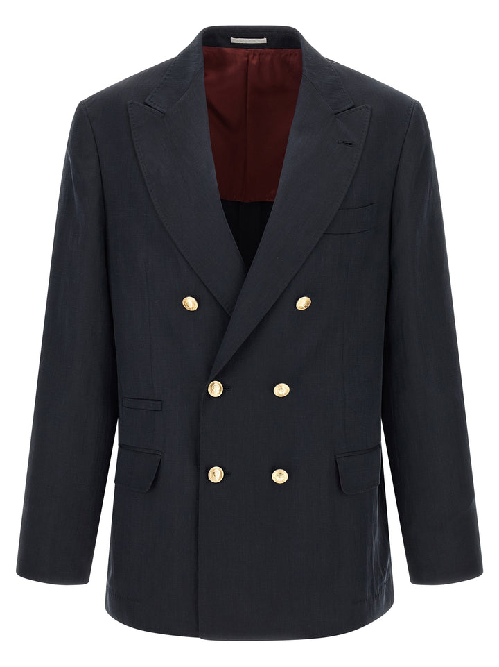 Brunello Cucinelli Blue Silk Blazer