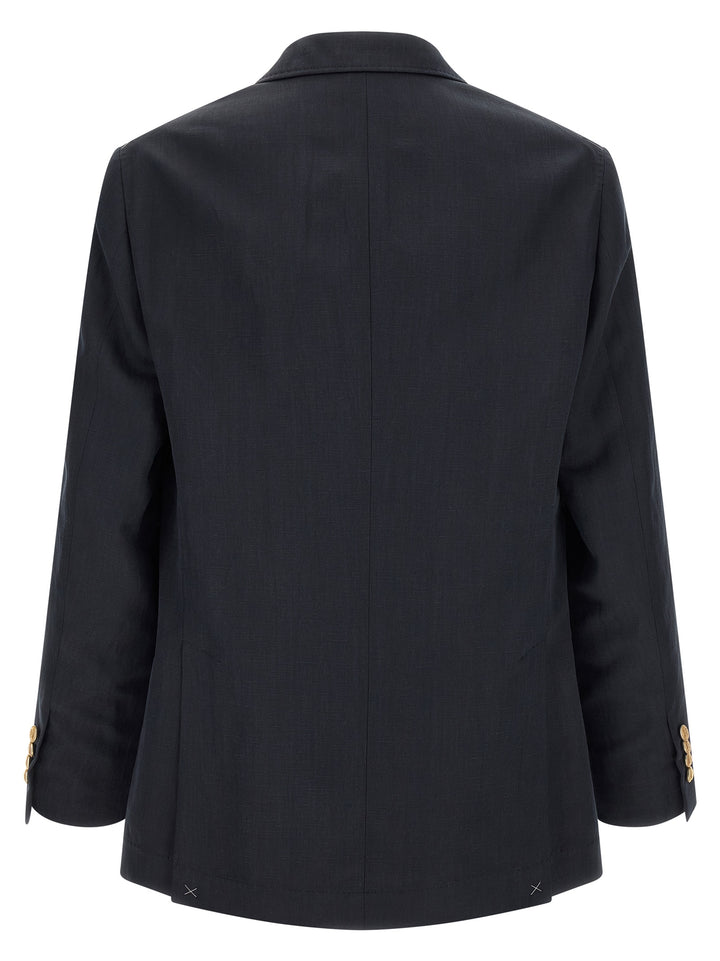 Brunello Cucinelli Blue Silk Blazer