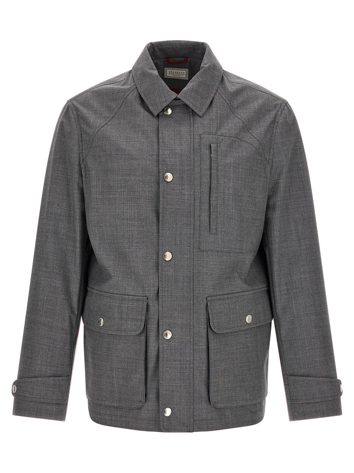 Brunello Cucinelli Gray Virgin Wool Full-Length Jacket