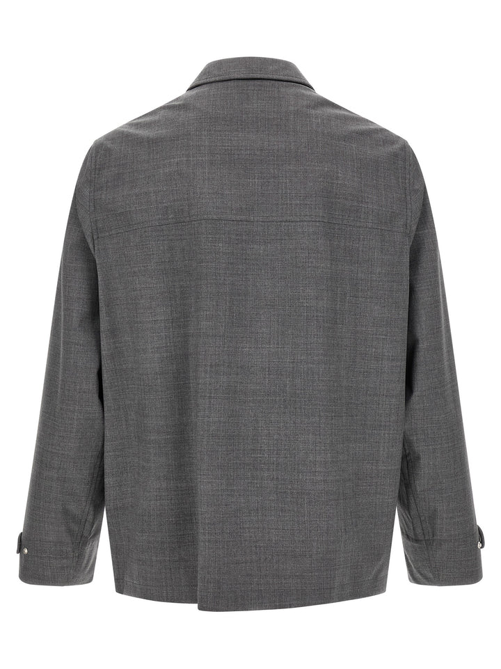 Brunello Cucinelli Gray Virgin Wool Full-Length Jacket
