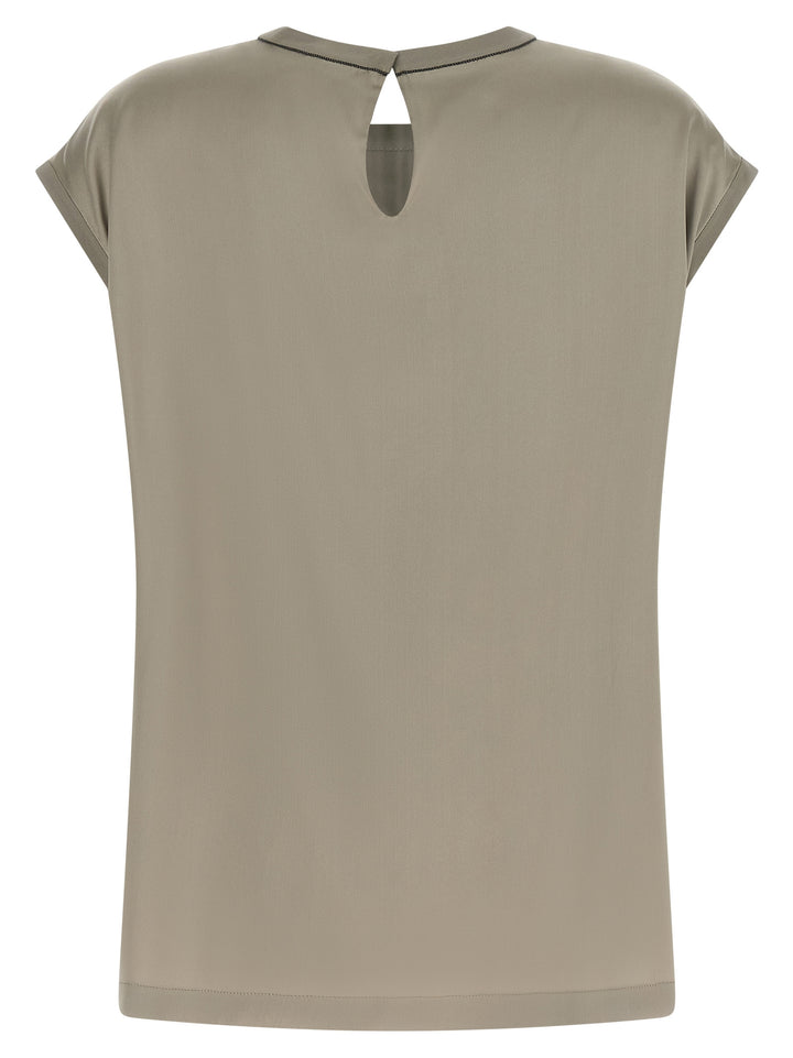 Brunello Cucinelli Bicolor Silk Blouse