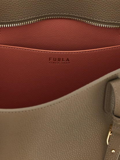 Furla Gray Calfskin Tote Bag