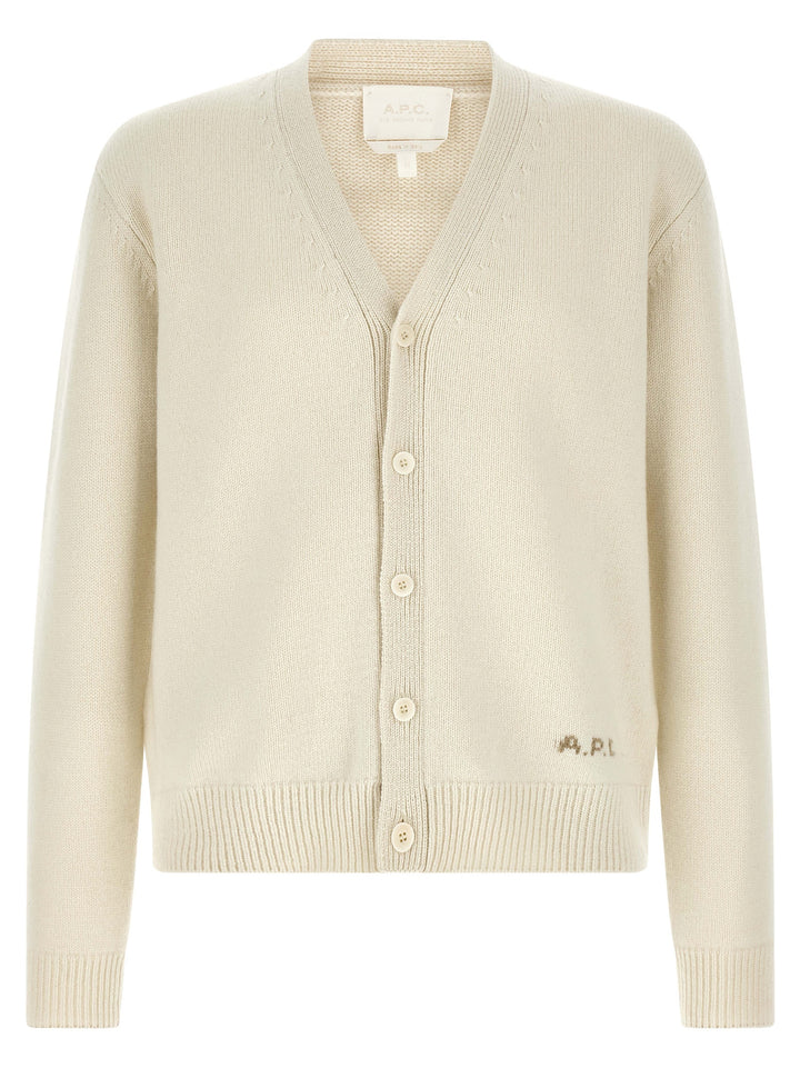 A.P.C. White Wool Cardigan