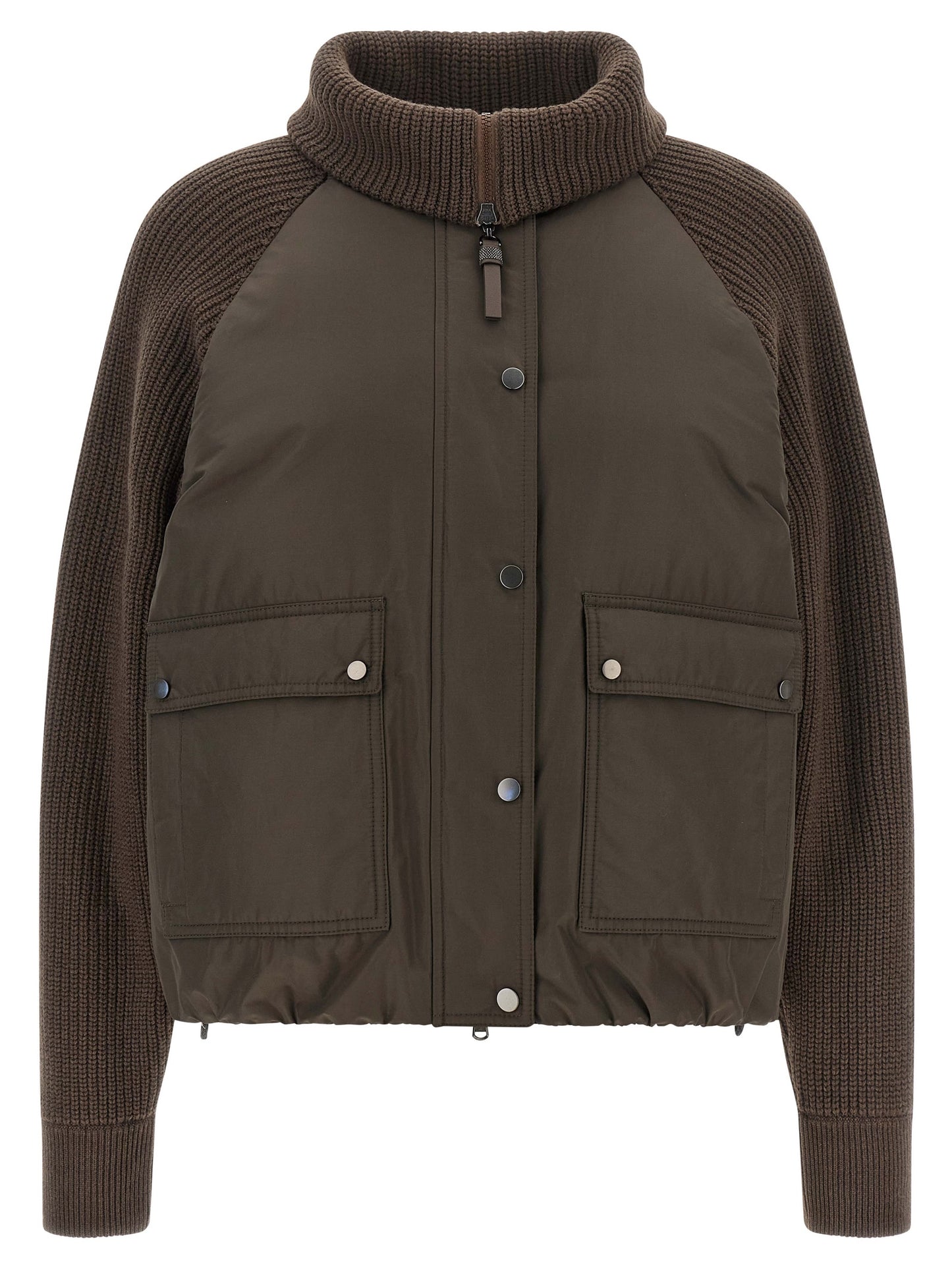 Brunello Cucinelli Brown Cotton Full-Length Jacket