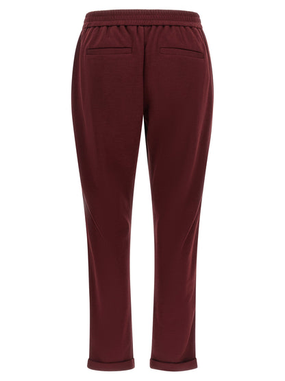 Brunello Cucinelli Bordeaux Cotton Joggers (Workout Pants)