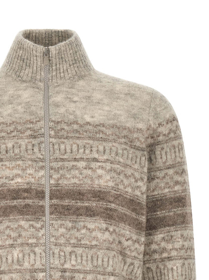 Brunello Cucinelli Beige Alpaca Leather Cardigan