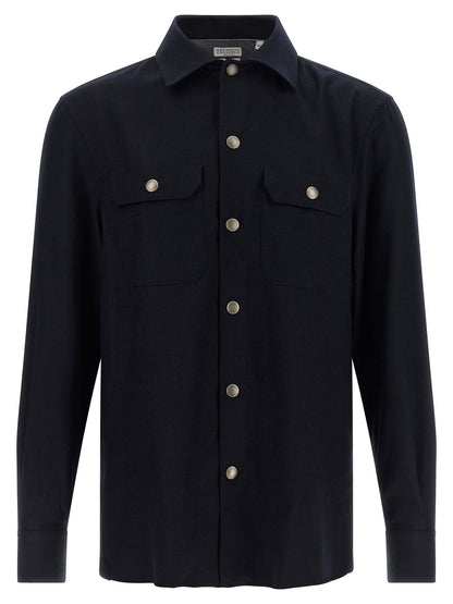 Brunello Cucinelli Blue Virgin Wool Blouse