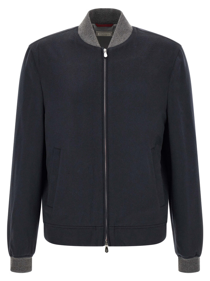 Brunello Cucinelli Blue Cashmere Bomber