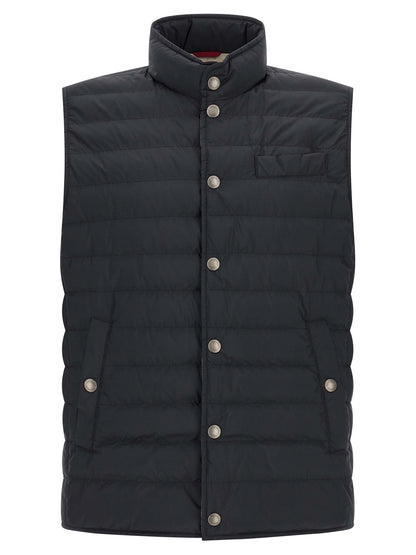 Brunello Cucinelli Blue Polyester Sleeveless Jacket