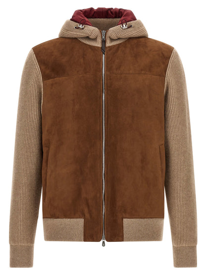Brunello Cucinelli Brown Lamb Leather Bomber