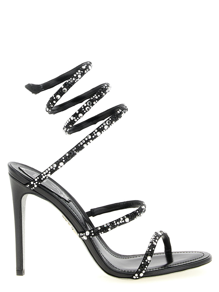 RENE CAOVILLA Bicolor Viscose Stiletto Heel Sandals