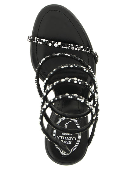 RENE CAOVILLA Bicolor Viscose Stiletto Heel Sandals