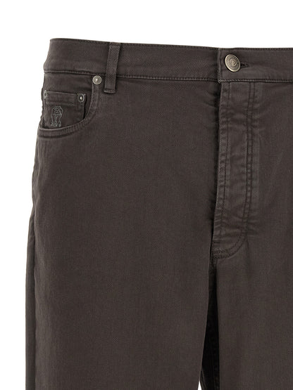Brunello Cucinelli Brown Cotton Straight-Leg Jeans