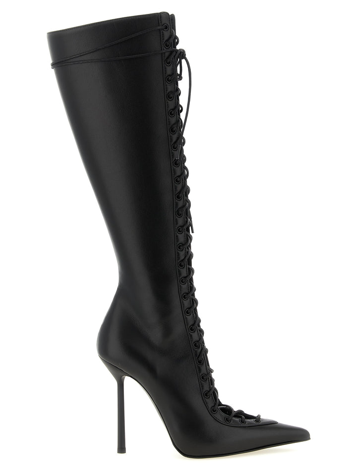 LE SILLA Black Lamb Leather Over The Knee