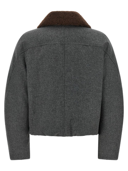 Brunello Cucinelli Gray Virgin Wool Full-Length Jacket
