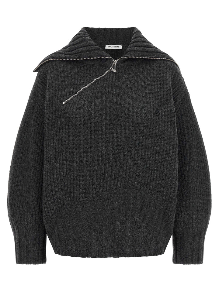 The Attico Gray Virgin Wool Cardigan