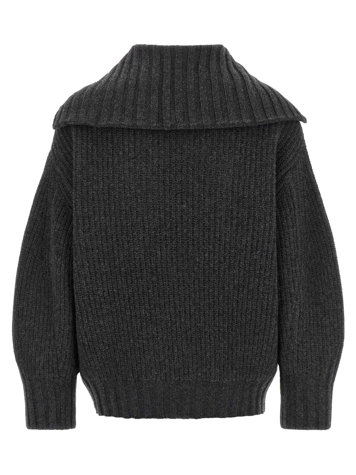The Attico Gray Virgin Wool Cardigan