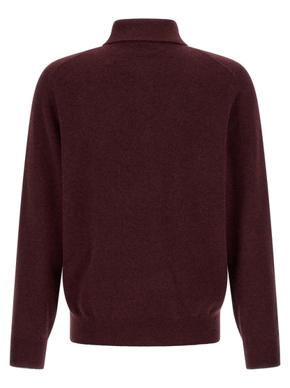 Brunello Cucinelli Bordeaux Cashmere Polo Shirt