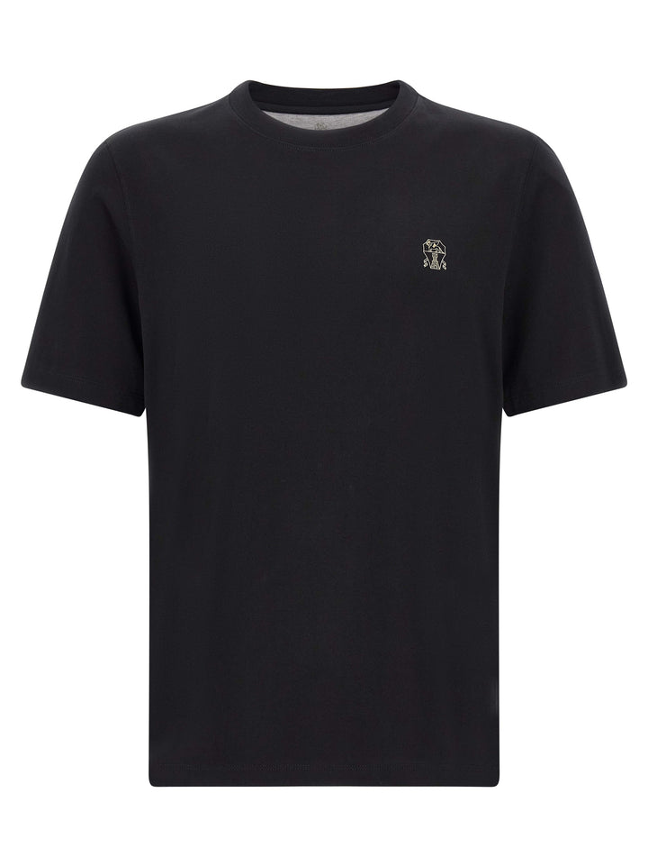 Brunello Cucinelli Black Cotton T-Shirt