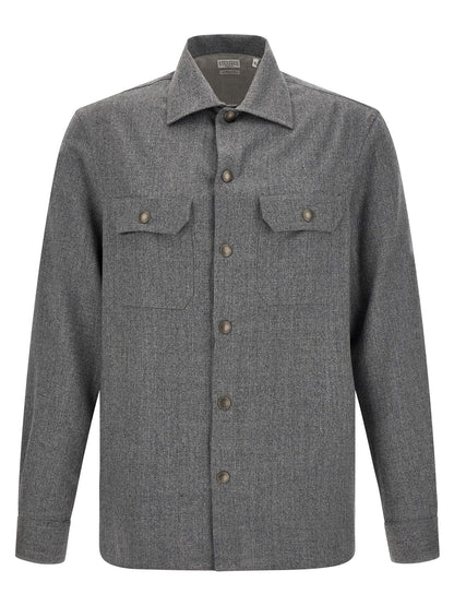 Brunello Cucinelli Gray Virgin Wool Blouse