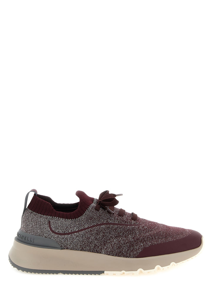 Brunello Cucinelli Bordeaux Cotton Athletic Sneakers