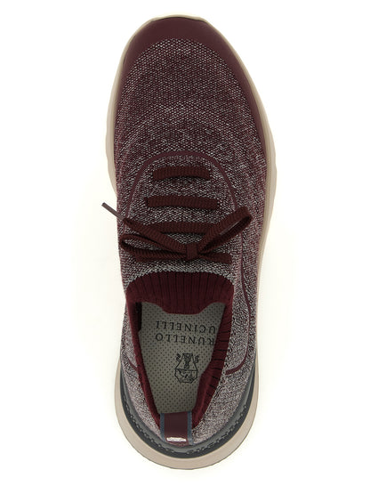 Brunello Cucinelli Bordeaux Cotton Athletic Sneakers